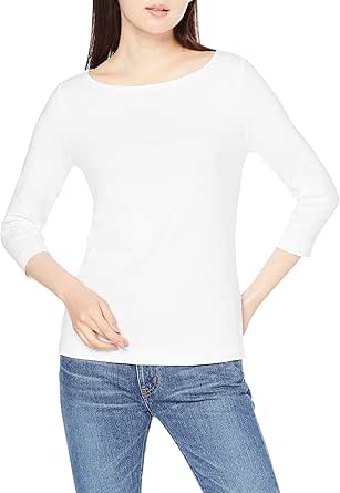 Amazon Essentials Women's Slim-Fit 3/4 Sleeve Solid Boat Neck T-Shirt