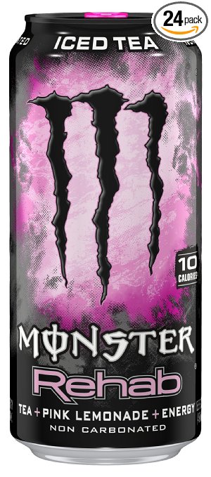Monster Rehab Energy Drink, Pink Lemonade, 15.5 Ounce (Pack of 24)