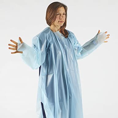 Polyethylene Gowns, Blue, 150 pcs/ case (10 bags of 15 gowns per case)