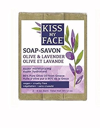 Kiss My Face Olive Oil and Lavender Bar Soap, 4 Ounce, 3 Count