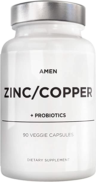 Zinc & Copper Supplement   Probiotics – 3 Months Supply – One Per Day - 50 mg Zinc Picolinate Vitamin Pills - Essential Minerals Supplements – 2 Billion CFUs Probiotic – Vegan, Non-GMO - 90 Capsules