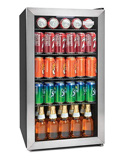 Igloo IBC35SS 135-Can Stainless Steel Glass Door Beverage Center Refrigerator and Cooler 3.5 Cu.Ft.
