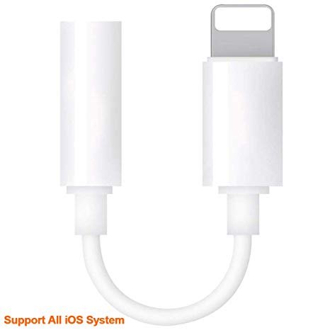 Headphone Adaptor for iPhone Adapter 3.5mm Jack Dongle Earphone Connector Convertor AUX Audio Headset Accessories Cable Audio Splitter with for iPhone Xs Max XS XR 8/8Plus 7/7Plus for iOS 11 or Later