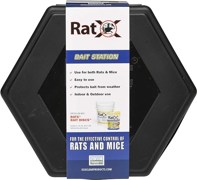 RatX EcoClear Products 620301-3D, Rodent Station, Plastic, Small Size Suitable for Mice Weatherproof Rat/Mouse Bait Box, Multi
