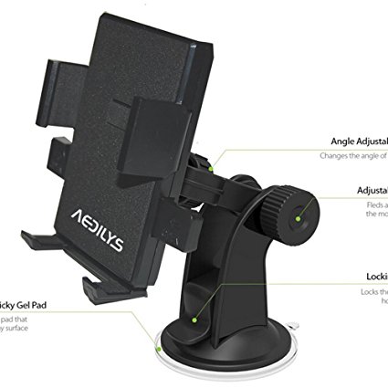 Car Mount,AEDILYS® Windshield Dashboard Universal , car cradle for iPhone 6 Plus 5s 5c 4s Samsung Galaxy S6 S6 Edge S5 S4 S3 Note 4 3 Nexus LG Nokia Xperia Moto Oneplus One  HTC