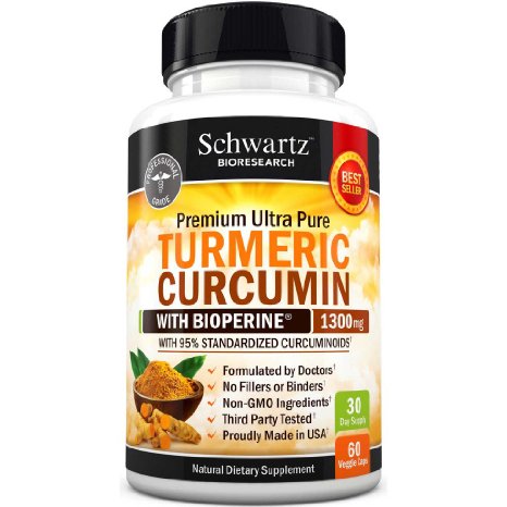 Turmeric Curcumin with Bioperine Anti-inflammatory, Antioxidant & Anti-Aging Turmeric Supplement. Joint Pain Relief with 95% Standardized Curcuminoids. Non-GMO Turmeric Capsules with Black Pepper