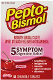 Pepto-Bismol Cherry Chewables 5 Symptom Relief Including Upset Stomach and Diarrhea 48 Count
