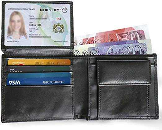 Men Leather Wallet with RFID Blocking Protection - Bifold Wallet with Coin Pocket, 10 Card Slots and 1 Banknote Section Card Holder, Packed with Gift Box (Black)