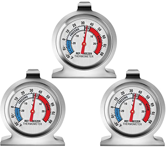 EEEKit Refrigerator Thermometer, Classic Series Large Dial Freezer Thermometer Temperature Thermometer for Refrigerator Freezer Fridge Cooler (3-Pack)