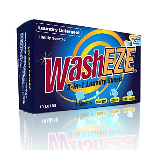 WashEZE 3-in-1 Laundry Sheets, 40 Count, Original Scent and Includes Detergent, Fabric Softener and Static Guard