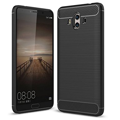 Huawei Mate 10 Case - Suensan TPU Shock Absorption Technology Raised Bezels Protective Case Cover for Mate 10 phone (Black)