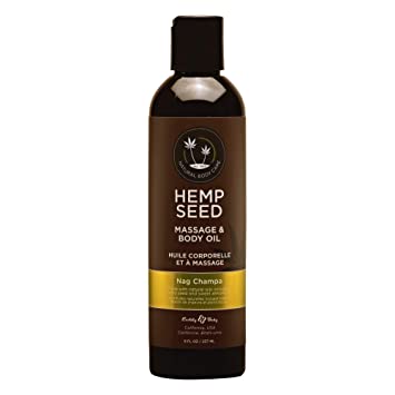 Earthly Body Hemp Seed [Nag Champa] Massage & Body 100% Natural Oil: Size 8 Oz