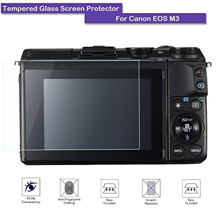 Fiimi LCD Tempered Glass Screen Protector For Canon EOS M3 M10 100D,9 H Hardness,0.3mm Thickness,Made From Real Glass (Tempered Glass)