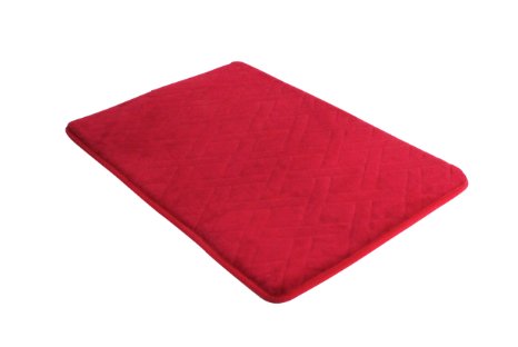 HOME BEYOND 17 x 24-Inch Basket-Weave Memory Foam Bath Mat (Red)