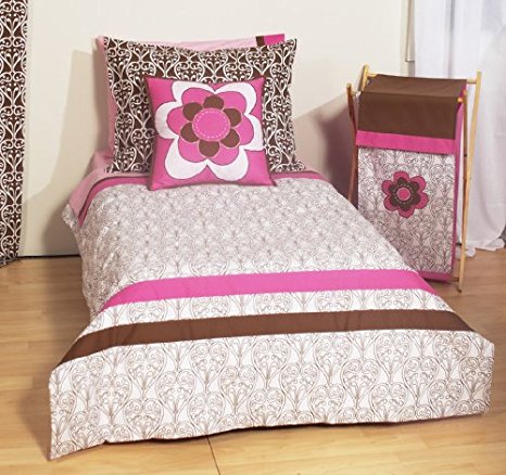 Damask Pink/Choc 4 Toddler Bedding Set