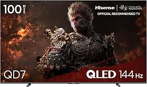 Hisense 100-Inch Class QD7 Series QLED 4K UHD Google Smart TV (100QD7N, 2024 Model) - QLED, Native 144Hz, Motion Rate 240, Direct Full Array, Game Mode Pro, Alexa Compatibility