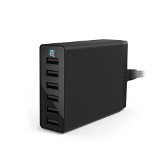 Anker PowerPort 6 60W 6-Port USB Charging Hub Multi-Port USB Charger for Apple iPhone 6s  6  6 Plus iPad Air 2  mini 3 Samsung Galaxy S6  S6 Edge  Edge Note 5 and More - Retail Packaging - Black