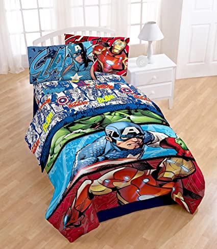 AVENGERS COMICS "Publishing" SUPER HEROES Boys 4pc's Twin Size Comforter & Sheet Set