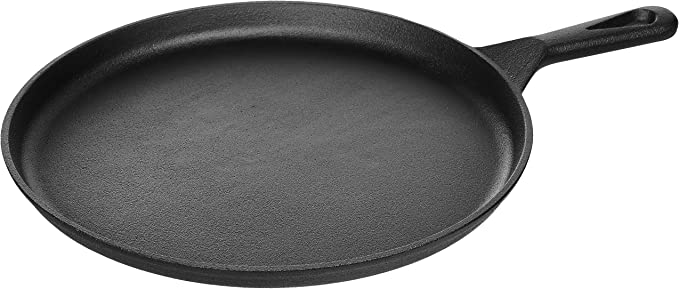 AmazonBasics Pre-Seasoned Cast Iron Round Griddle - 26.67 cm