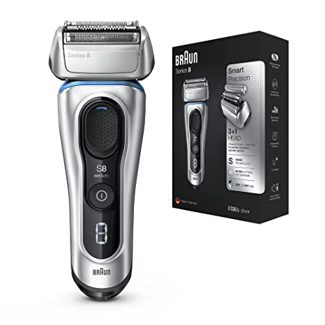 Braun Series 8 8330s Next Generation, Electric Shaver for Men, Rechargeable and Cordless Razor, Silver, Fabric Travel Case, Wet and Dry, Foil Shaver