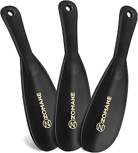 ZOMAKE Plastic Shoe Horn 7.5 Inch - Small Kid Shoehorns Travel Size Shoe Helpers Short Shoe Horn For Men Seniors(3 Pcs Black)