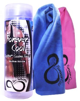 Cooling Towel - Reduces Body Temperature and Helps Beat The Summer Heat - Extremely Durable Snap Towel That Is Perfect For Camping Hiking or Anyone Working Outdoors Includes 1 Pink or Blue Sports Travel Towel Free-Fitness eBook and 100 Money Back Guarantee Choose Color Below