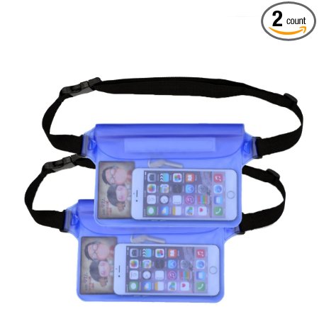 Waterproof Pouch, New TekSonic [2 Pack] Waterproof Cellphone pouch with Waist Strap, Dry Bags for Beach, Swimming, Boating, Fishing, Camping - Save Your iPhone, Camera, Cash, MP3, Passport, Documents