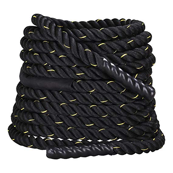 Yaheetech 1.5" Polyester 30/40/50ft Battle Rope Workout Cardio & Core Strength Training Fitness Undulation Rope Exercise