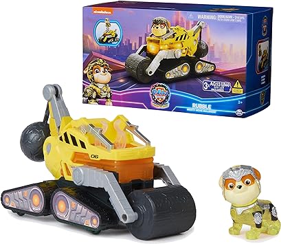 Paw Patrol: The Mighty Movie, Construction Toy Truck with Rubble Mighty Pups Action Figure, Lights and Sounds, Kids Toys for Boys & Girls 3