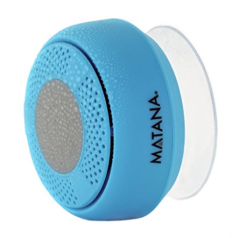 Matana Wireless Bluetooth Waterproof Shower Speaker with Built-in Mic and Bonus Bike Strap, Blue