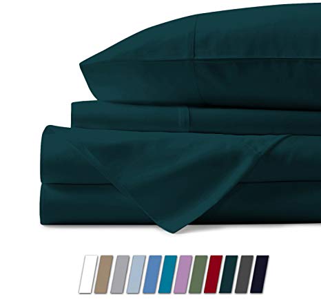 Mayfair Linen 100% Egyptian Cotton Sheets, Teal Twin Sheets Set, 800 Thread Count Long Staple Cotton, Sateen Weave for Soft and Silky Feel, Fits Mattress Upto 18'' DEEP Pocket