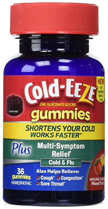 Cold-EEZE Cold Remedy Plus Multi-Symptom Relief Gummies, Mixed Fruit, 36 Count