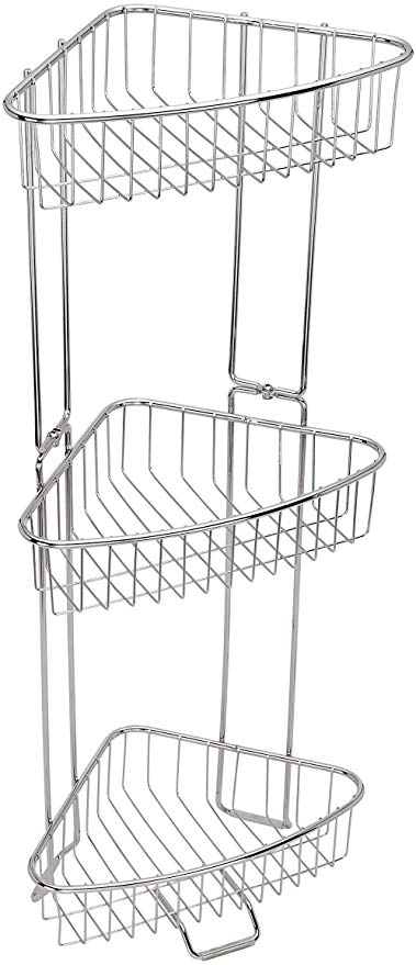 ToiletTree Products Rust Proof Stainless Steel Shower Floor Caddy, 3 Tiers (Assembly Required - Screwdriver Included) (Collapsible)