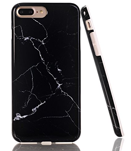 iPhone 7 Plus Case, Black Marble Creative Design, BAISRKE Slim Flexible Soft Silicone Bumper Shockproof Gel TPU Rubber Glossy Skin Cover Case for Apple iPhone 7 Plus 5.5 inch (2016) - White