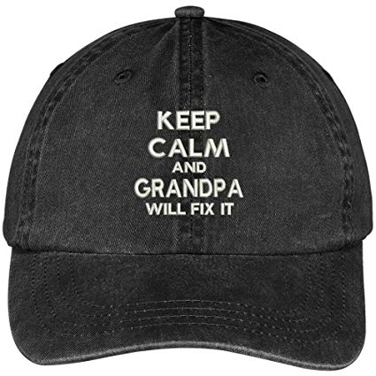 Trendy Apparel Shop Keep Calm and Grandpa Will Fix It Embroidered Washed Cotton Cap