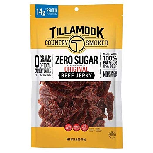 Tillamook Country Smoker Zero Sugar Original Keto Friendly Beef Jerky, 6.5 Ounce (Pack of 1)