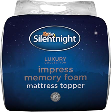 Silentnight Impress 7 cm Memory Foam Mattress Topper, Polyester, White, King (150 x 200 cm)