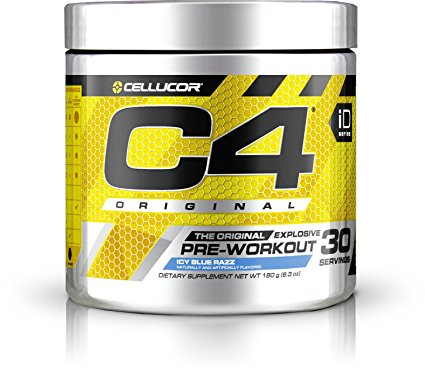 Cellucor C4 Pre-Workout Supplement with Creatine Nitrate and Beta Alanine, Icy Blue Razz, 30 Count