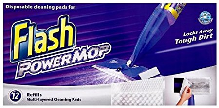 Flash Powermop 12 Refill Cleaning Pads (Pack of 4, Total 48 Pads)