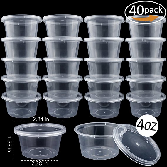 40 Pieces Slime Containers with Lids,Approximately 4 oz. Leakproof