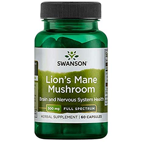 Swanson Premium Full Spectrum Lion's Mane Mushroom (500 mg) -Pack of 60 Caps