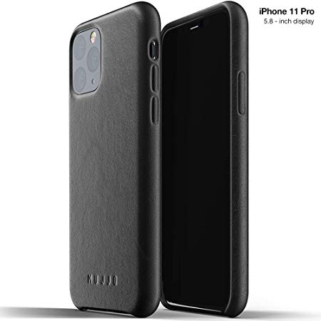 Mujjo Full Leather Case for Apple iPhone 11 Pro | Premium Soft Supple Leather, Unique Natural Aging Effect | Leather Wrapped, Super Slim (Black)