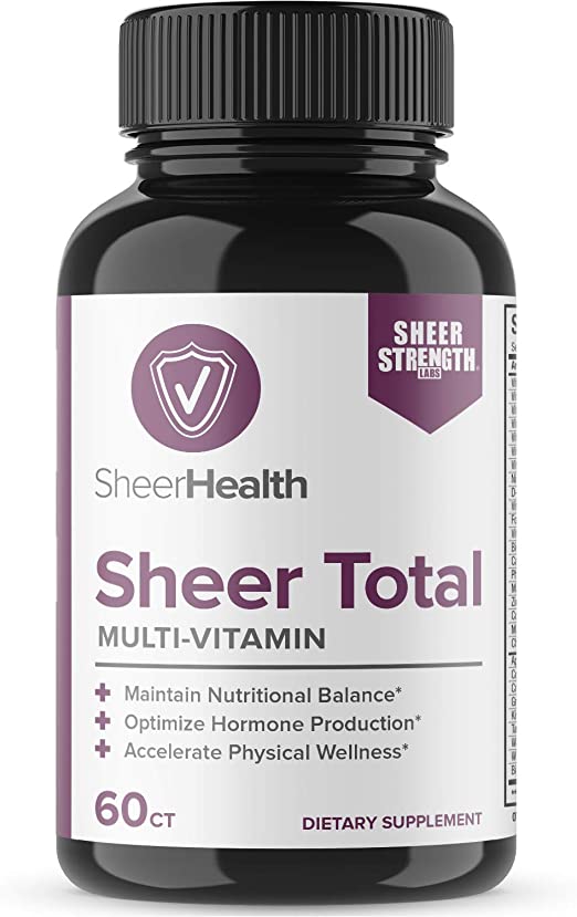 Men’s Daily Multivitamin & Multimineral Supplement (60ct) | Vitamins B1 B2 B6 B12 C D D3 E K2   Magnesium, Zinc, More | Supports Male Health & Performance - Total - Sheer Strength Labs