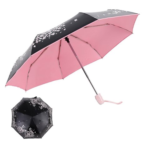 RENZER Travel Umbrella Compact Rain Umbrella Windproof for Women Automatic Open/close Cherry Sunny Umbrella