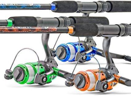 South Bend Worm Gear Spinning Fishing Combo - Green Blue or Orange