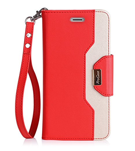 iPhone 7 Plus Wallet Case, ProCase Flip Fold Card Case for Apple iPhone 7 Plus 5.5", Stylish Slim Stand Cover for 5.5 Inch iPhone 7 Plus -Red