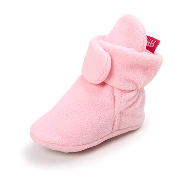 E-FAK Baby Cozy Fleece Booties with Non Skid Bottom Newborn Infant Crib Shoes Snow Boots