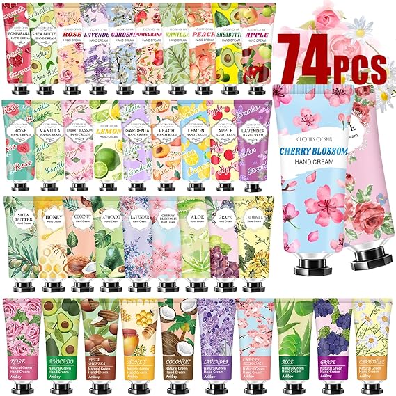 74 Pack Hand Cream Gifts Set Bulk Women Gifts,Hand Cream with Shea Butter for Dry Cracked Hands,Travel Size Lotion Natural Plant Fragrance Hand Lotion in Bulk, Hand Cream Stocking Stuffers Gifts for Women Mom Teen Girls Her Wife Grandma