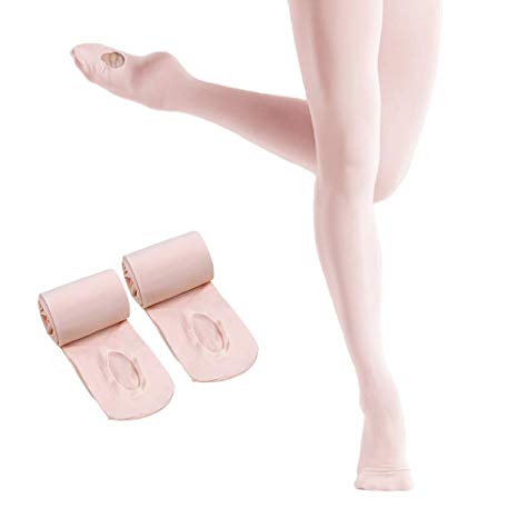 2 Pairs Ballet Tights for Girls,Dance Convertible Ballet Tights,Ultra Soft Ballet Ballet Footed Tights With Holes