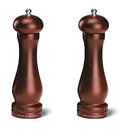 Cole & Mason Precision Grind Forest Capstan Pepper Mill - Stained Beech Wood/Walnut, 20 cm with Capstan Salt Mill - Stained Beech Wood/Walnut, 20 cm